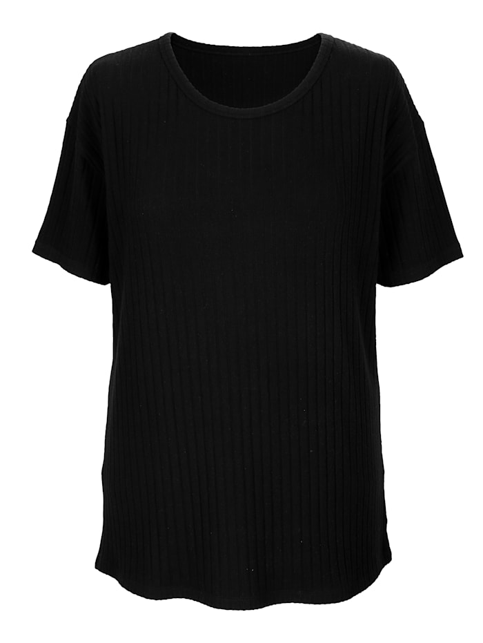 TruYou T-shirt en matière douce côtelée, Noir
