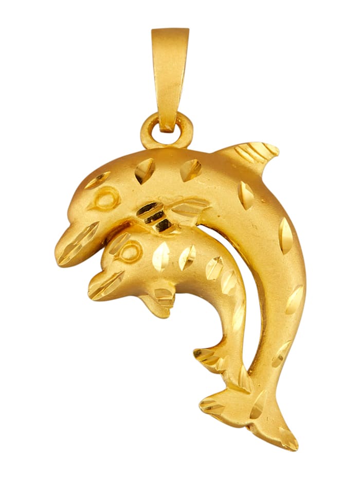 Pendentif "dauphin" en argent 925, doré, Coloris or jaune