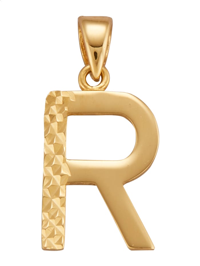 Buchstaben-Anhänger "R" in Gelbgold 585, Gelbgoldfarben
