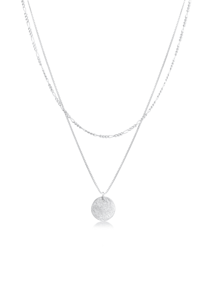 Elli Halskette Layer Plättchen Figaro Boho 2-Lagig 925 Silber, Silber