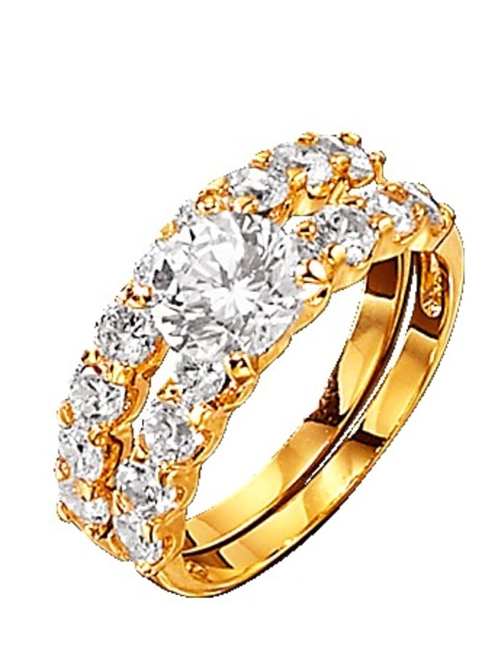 Golden Style 2 d. set prsteňov s kamienkami, farba žltého zlata