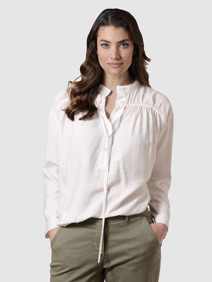 Delmod pure Bluse aus strukturierter Ware, Off-white