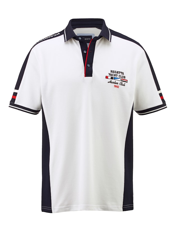 BABISTA Poloshirt mit farbigen Kontrasteinsätzen, Weiß/Marineblau