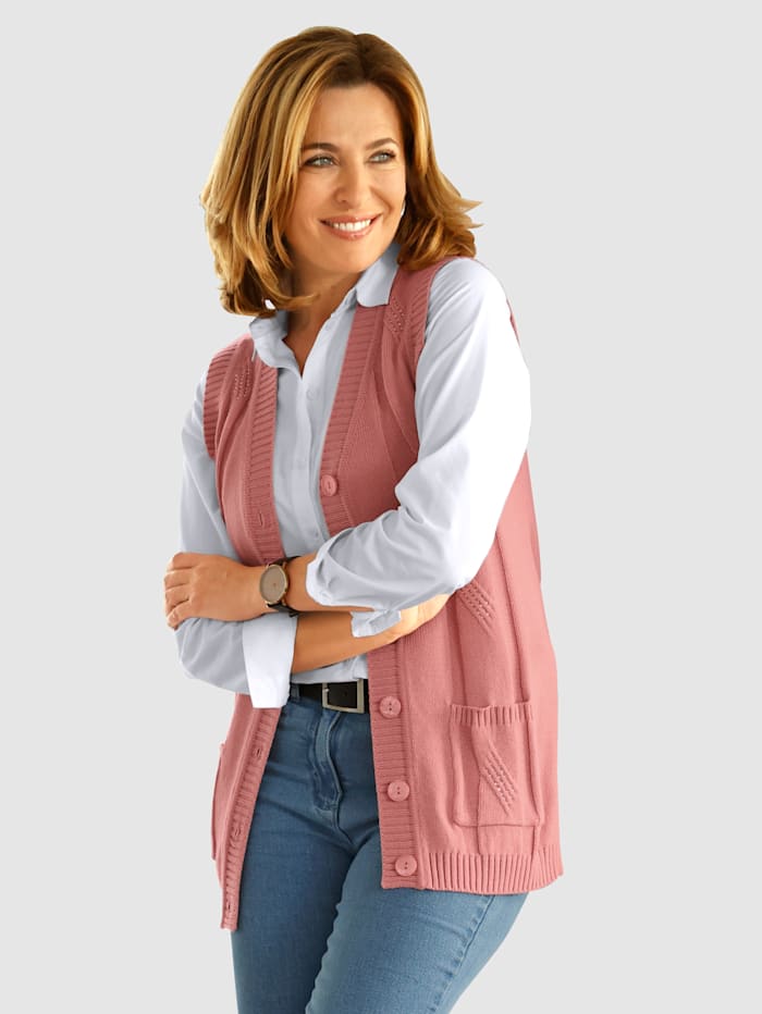 Paola Pletená vesta s pekným pleteným vzorom a štrasovými kamienkami, Ružové drevo