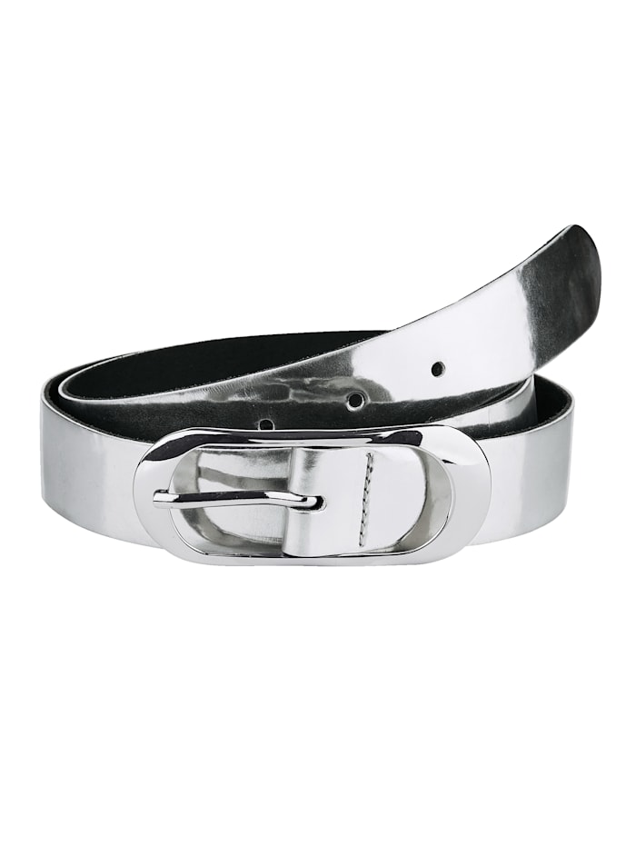 MONA Leather belt, Silver-Coloured