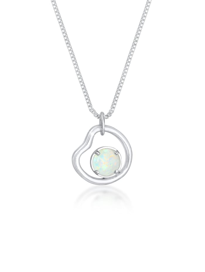 Elli Halskette Organic Shape Synthetischer Opal Trend 925 Silber, Silber