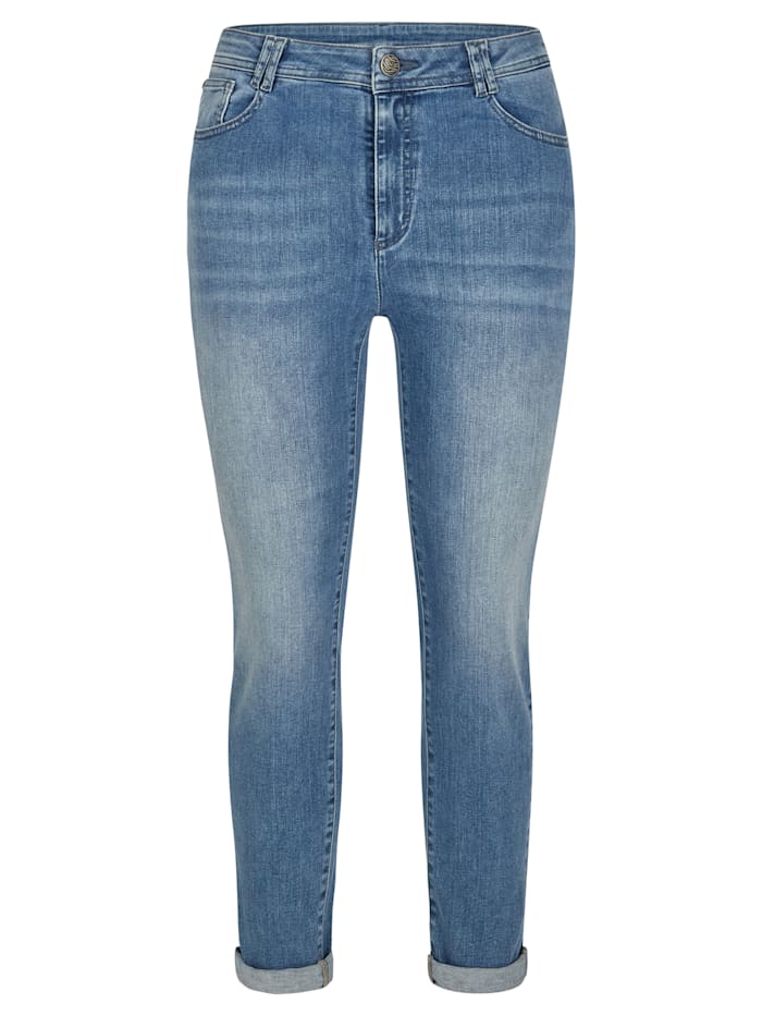 Rabe Jeans in Used-Optik mit Beinkrempeln, JEANSBLAU
