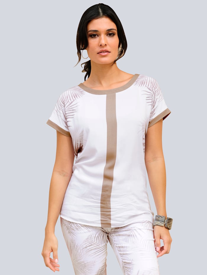 Alba Moda Shirt im exklusiven Alba Moda Druck, Weiß/Haselnuss/Beige