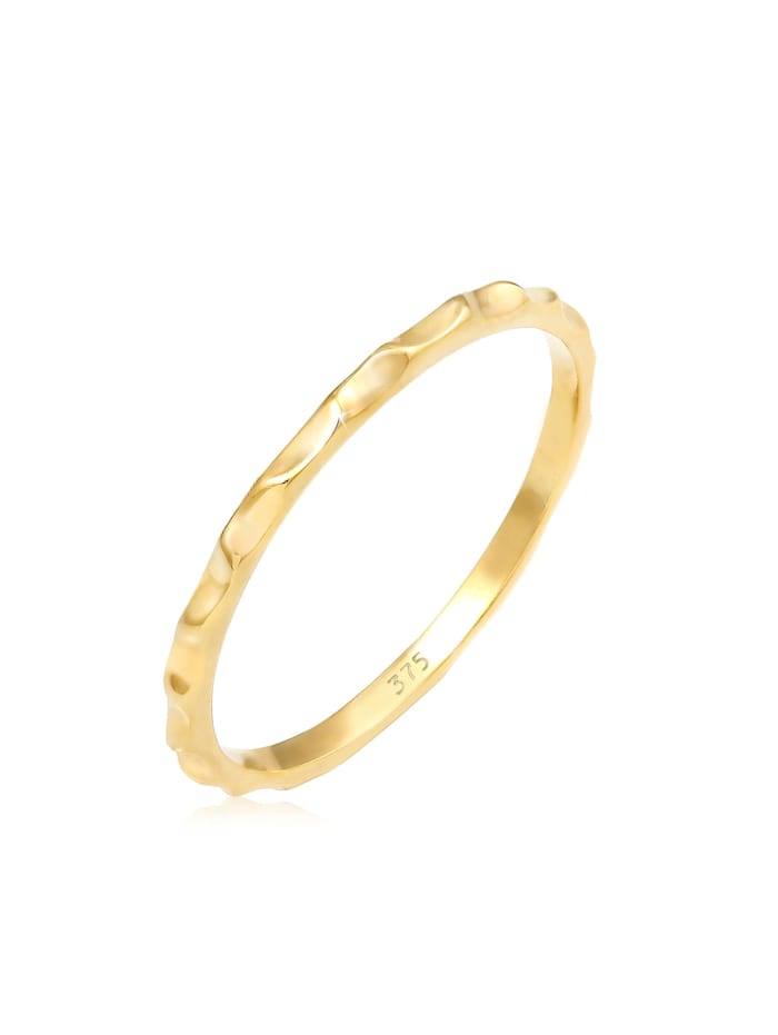 Elli Premium Ring Stacking Facetten Basic Minimal Look 375 Gelbgold, Gold