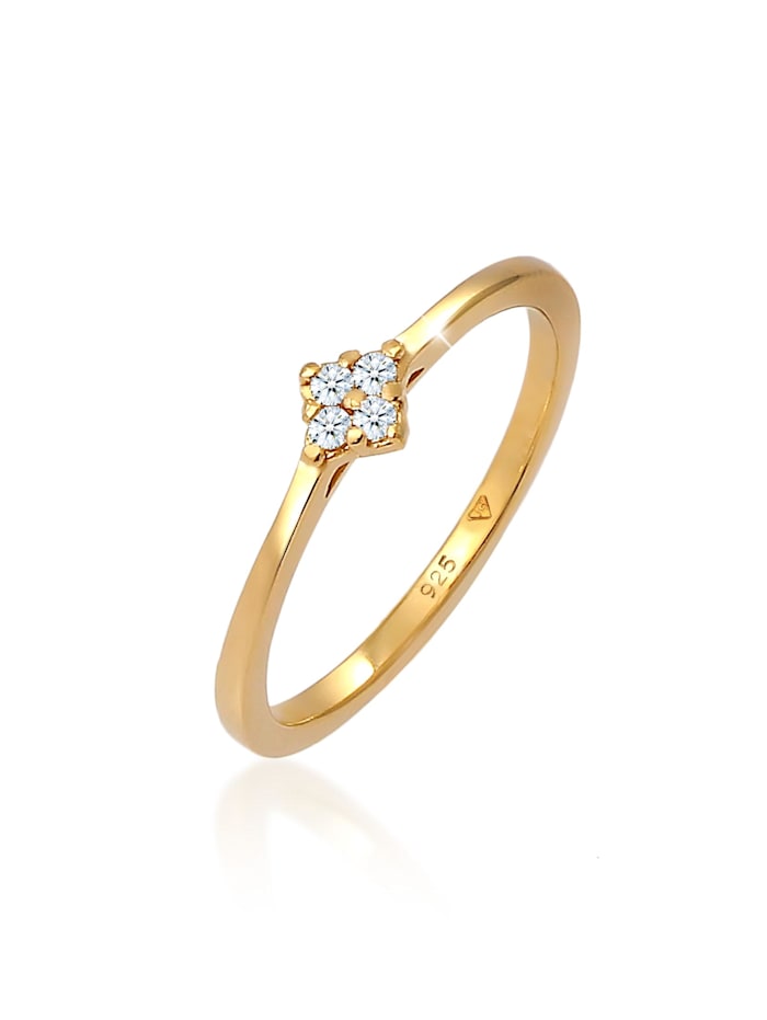 DIAMONDS Ring Verlobung Klassisch Diamant 0.06 Ct. 925 Silber, Gold