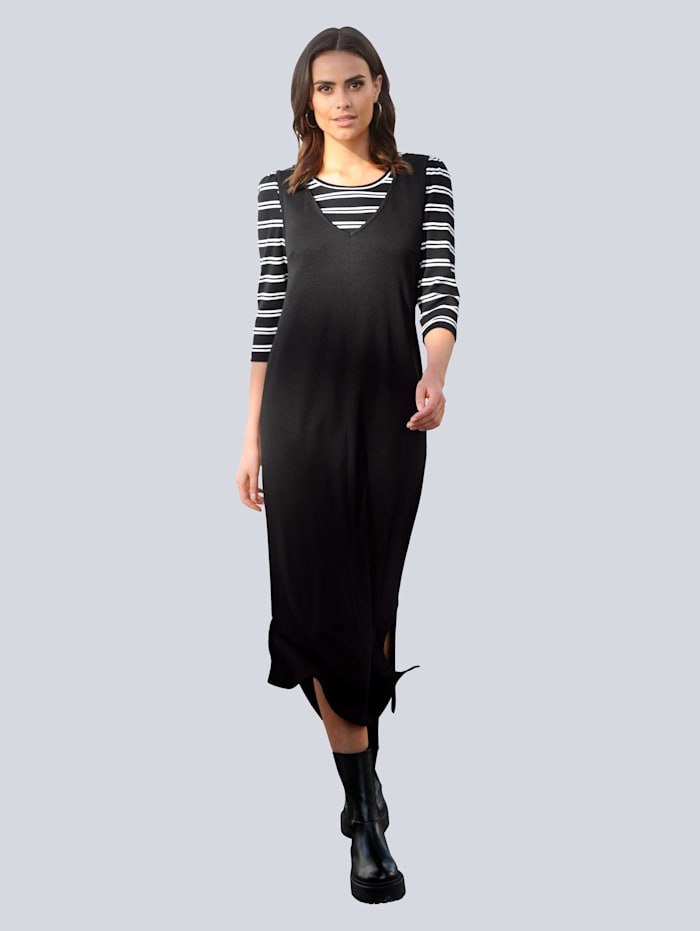 Alba Moda Jerseykleid mit tiefem V-Ausschnitt, Schwarz