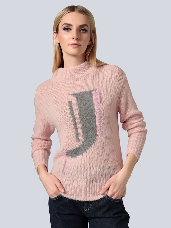JOOP! Pullover mit Intarsienmotiv, Altrosa