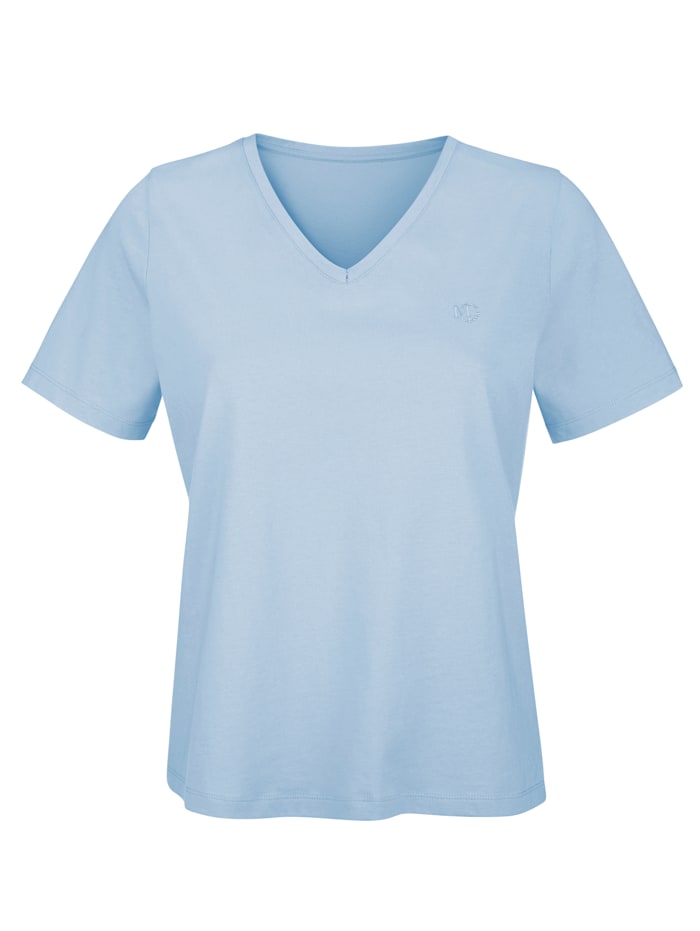 MONA Shirt mit dezentem Strassmotiv, Hellblau