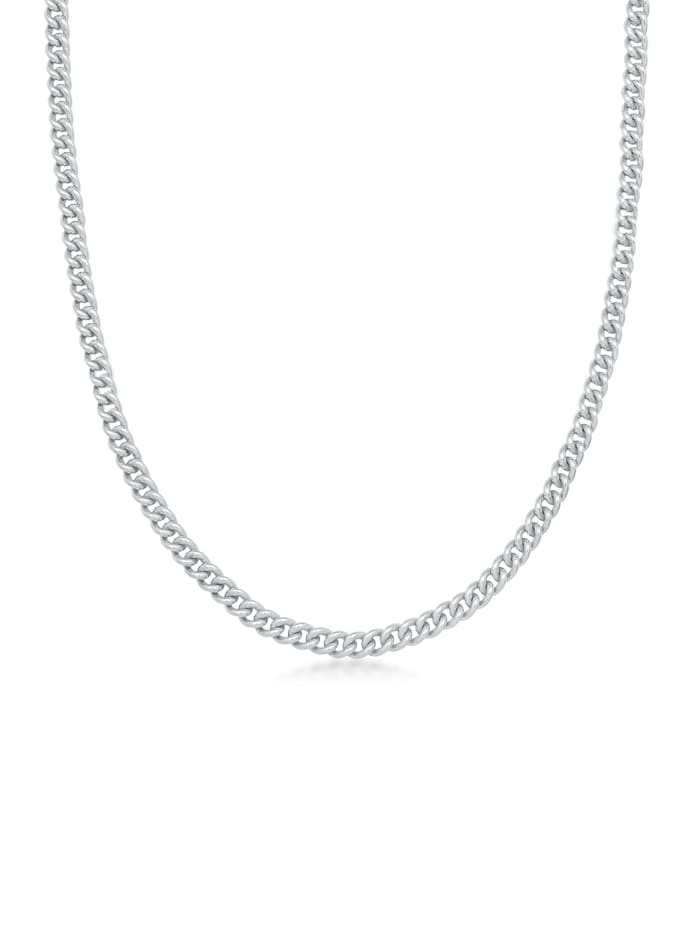 Elli Premium Halskette Grobe Panzerkette Knebelverschluß Unisex 925 Silber, Silber