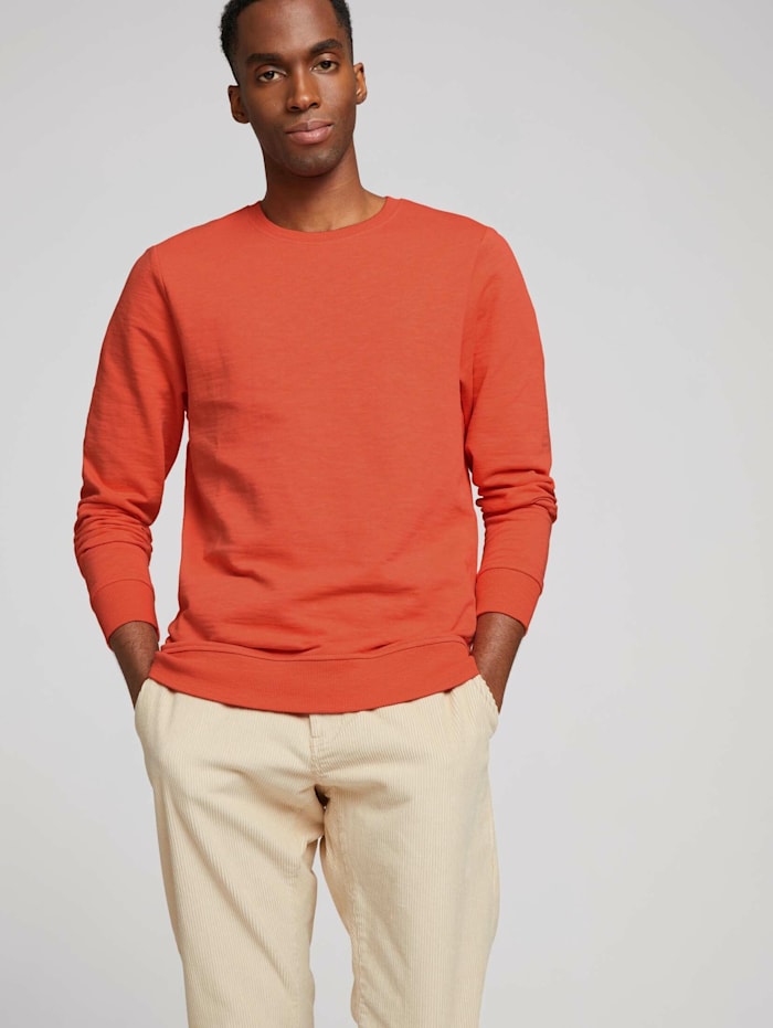 Tom Tailor Unifarbener Pullover, soft peach orange