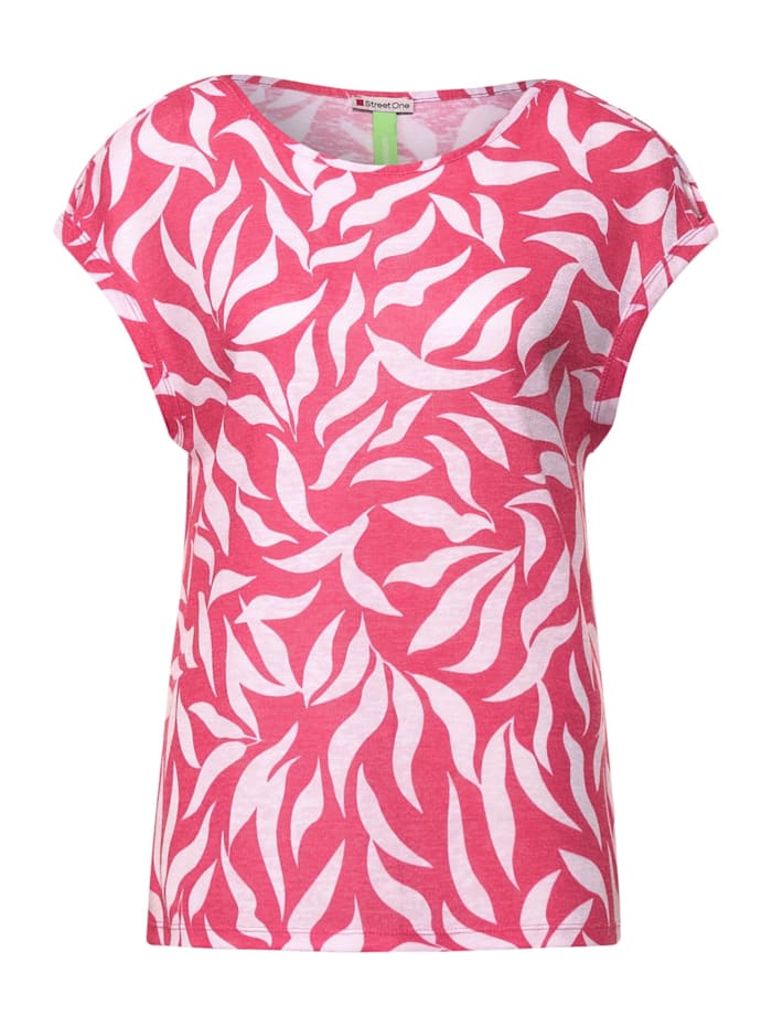 Street One Print T-Shirt mit Cut Out, AW intense coral