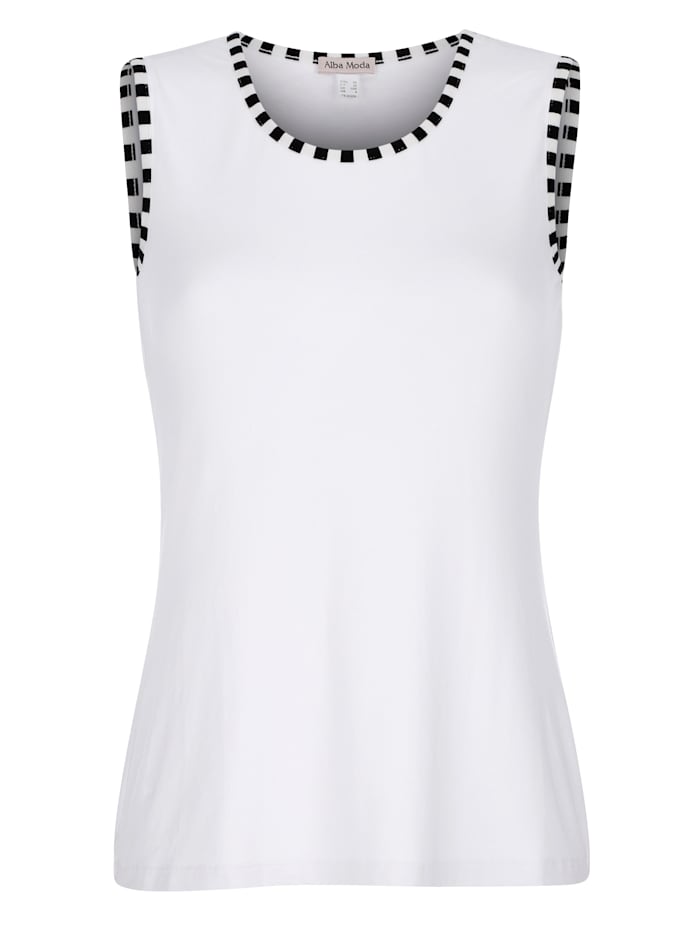 Alba Moda Shirt-Top mit Streifenpaspel, Weiß