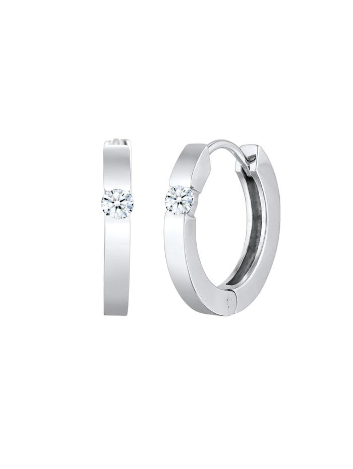 Ohrringe Creolen Diamant (0.22 Ct.) Eleganz 925 Silber
