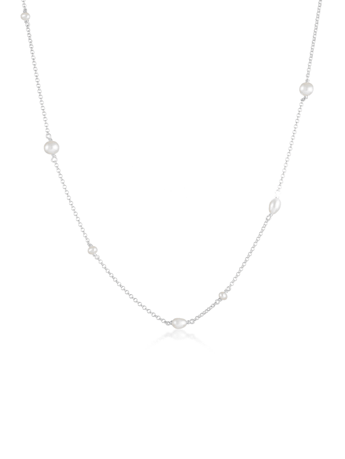 Elli Halskette Elegant Basic Süsswasserzuchtperlen 925 Silber, Silber