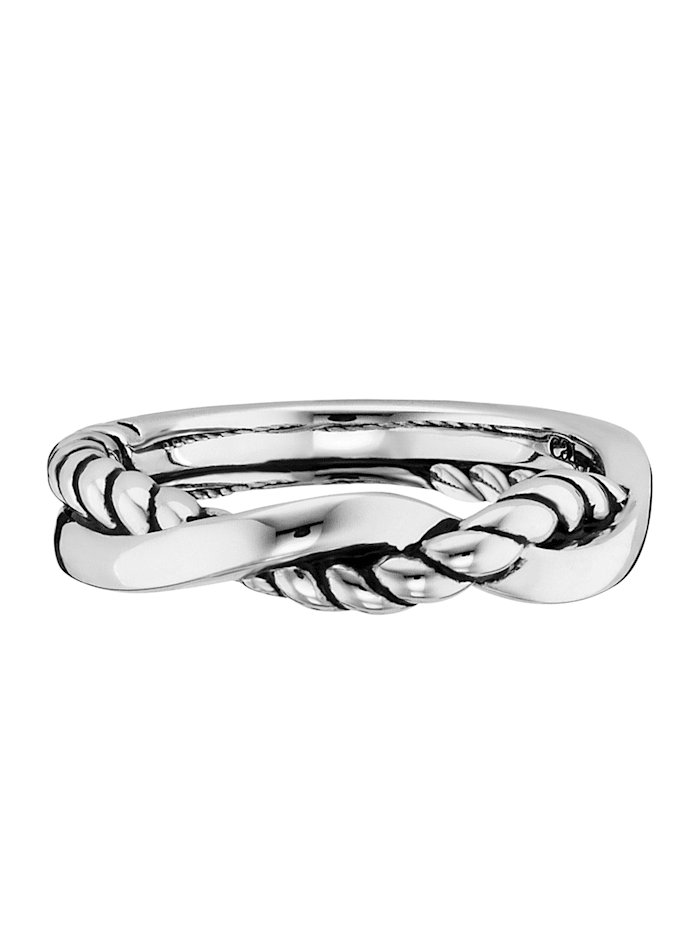 CAI Ring 925/- Sterling Silber ohne Stein Rhod/schwarz, weiß