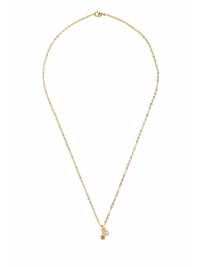GEMSHINE Halskette mit Anhänger Jüdischer Dreidel Kreisel Spiel Chanukka - Rosenquarz, gold coloured