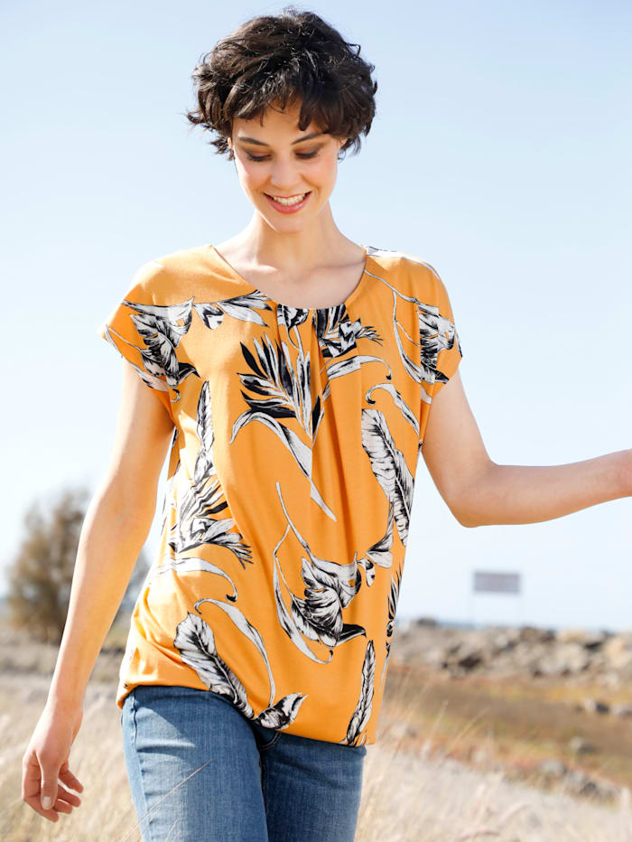 Dress In Shirt mit floralem Print, Gelb