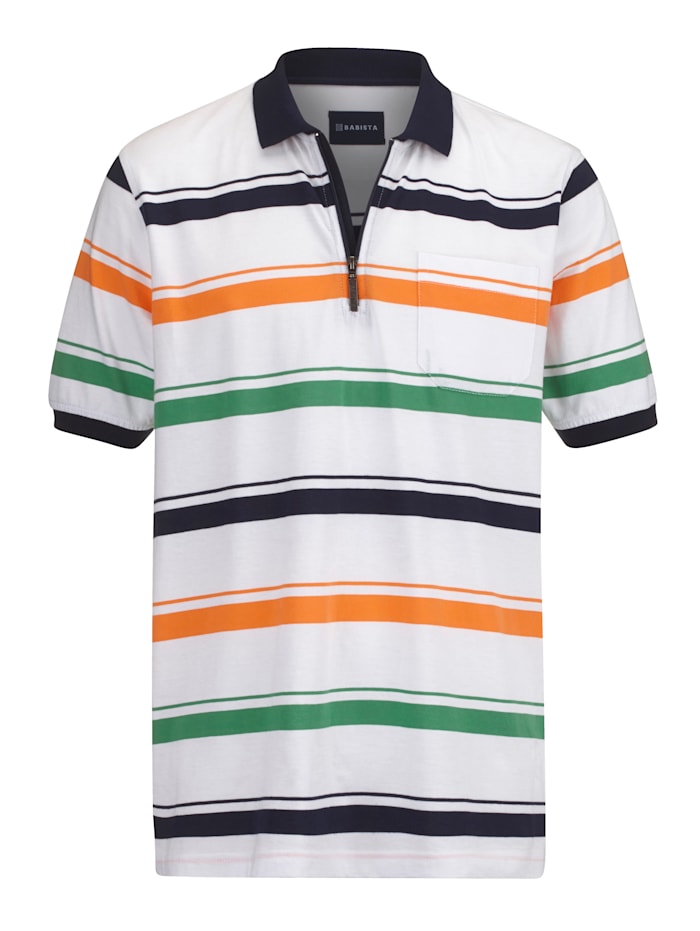 BABISTA Poloshirt met rits, Wit/Oranje/Groen