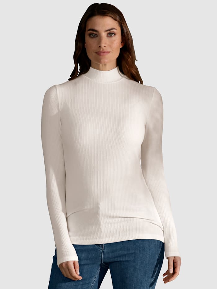 Delmod pure Shirt in Rippstruktur, Off-white