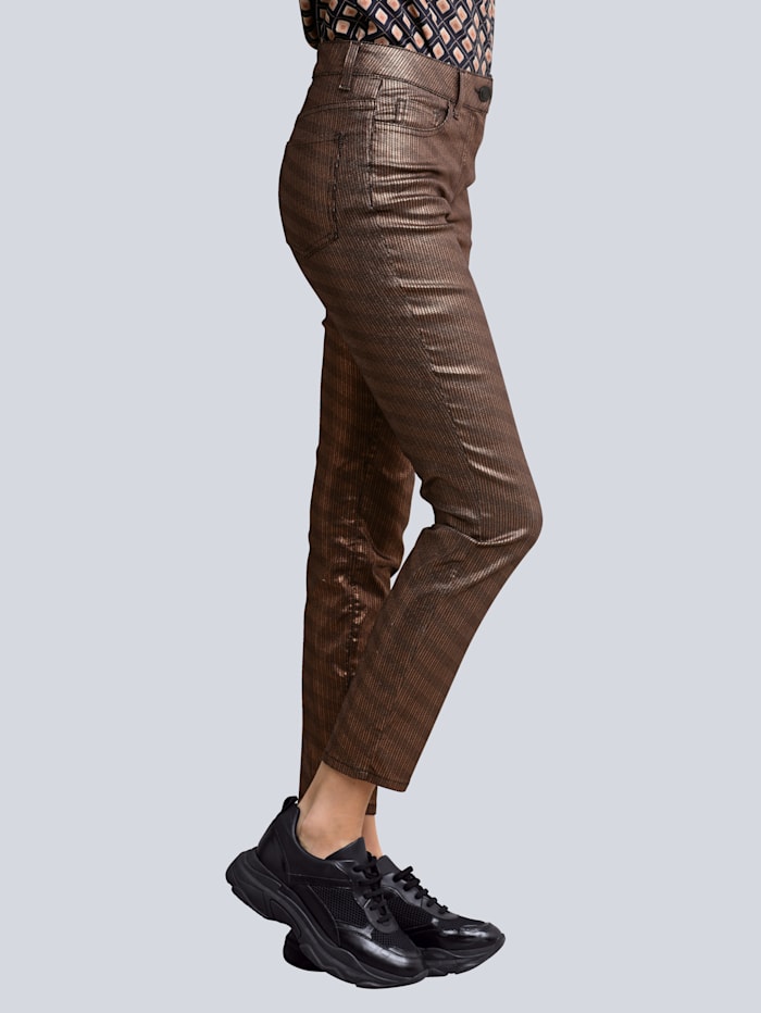 Alba Moda Jeans van trendy changeantmateriaal, Bronskleur/Zwart