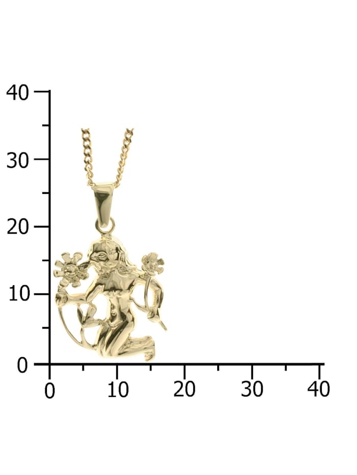 Kette mit Anhänger - Tierkreiszeichen Jungfrau - Gold 333/000 - ,