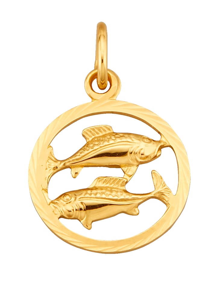 Sternzeichen-Anhänger Fische in Gelbgold 585, Gelbgoldfarben