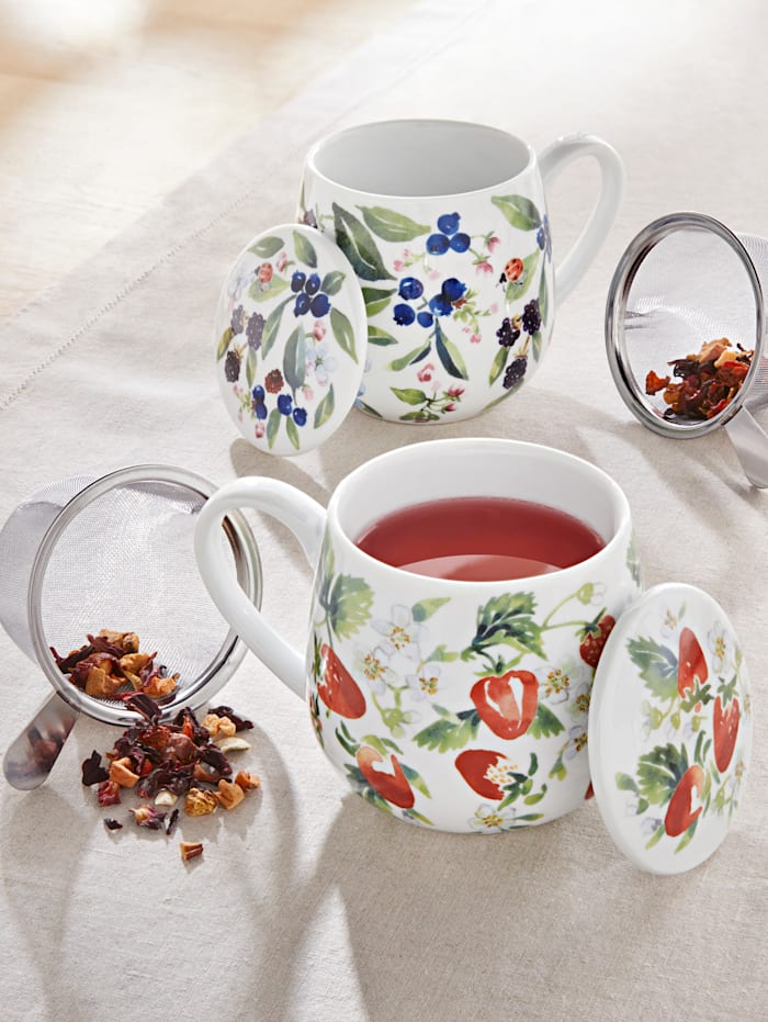 Mug My favourite tea - Fraises, avec filtre à thé et couvercle, 420 ml