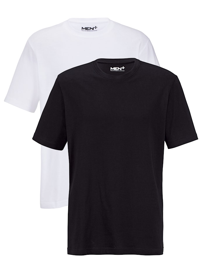 Men Plus T-Shirts im Doppelpack, Schwarz/Weiß