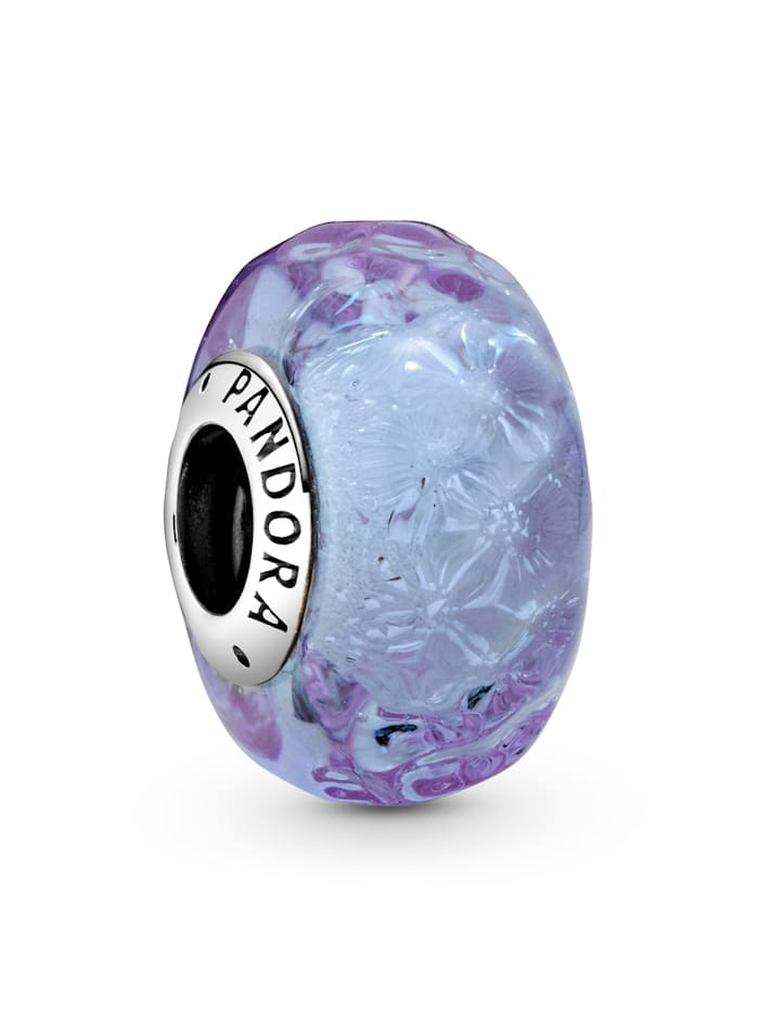 Pandora Charm - Wellenförmiges Lavendelblaues Muranoglas - 798875C00, Silberfarben