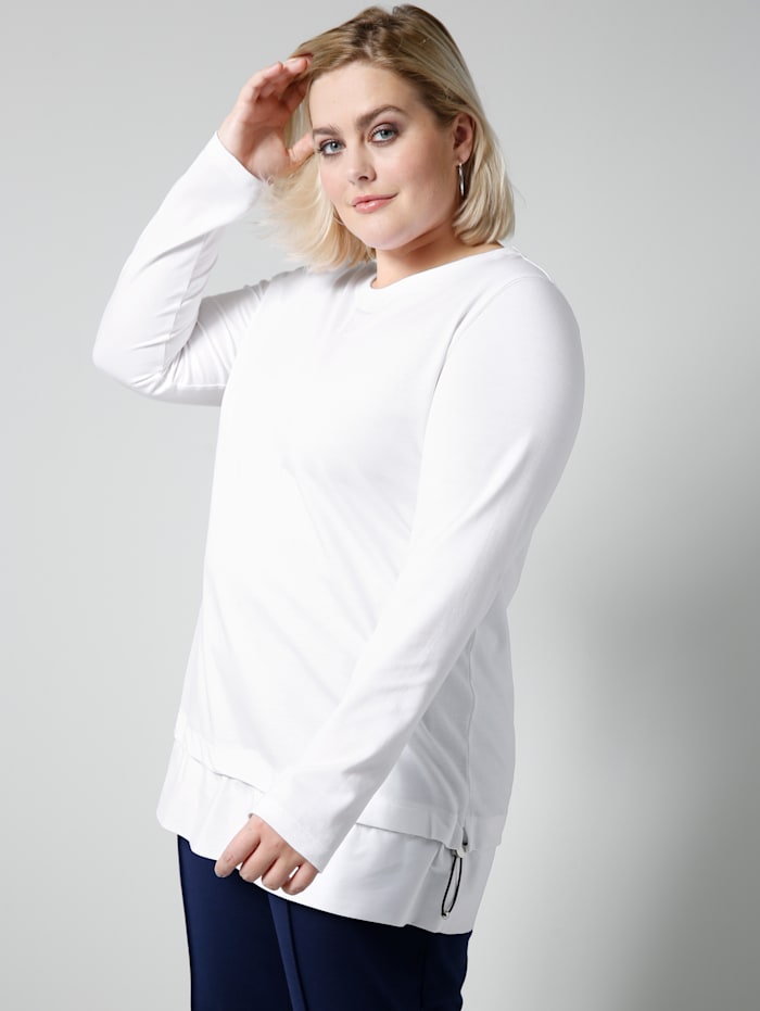 Sara Lindholm Sweatshirt met blouse-inzet, Wit