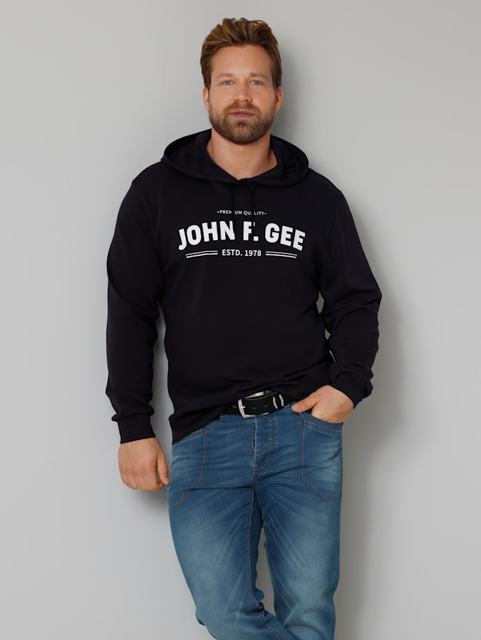 John F. Gee Sweatshirt aus reiner Baumwolle, Schwarz