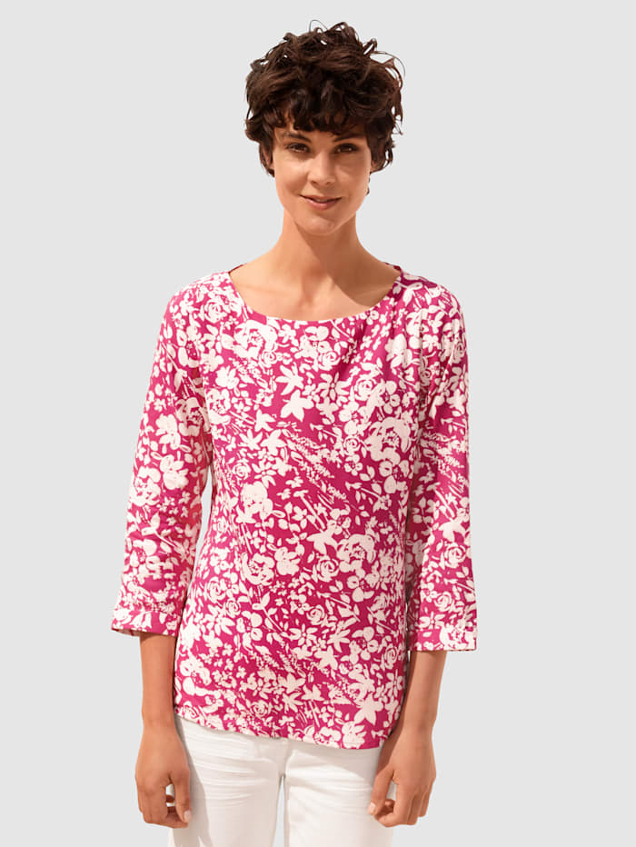 Dress In Bluse in schönem Blumendruck, Cyclam