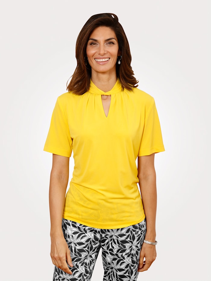 MONA Pull-on blouse made from a soft crêpe fabric, Yellow