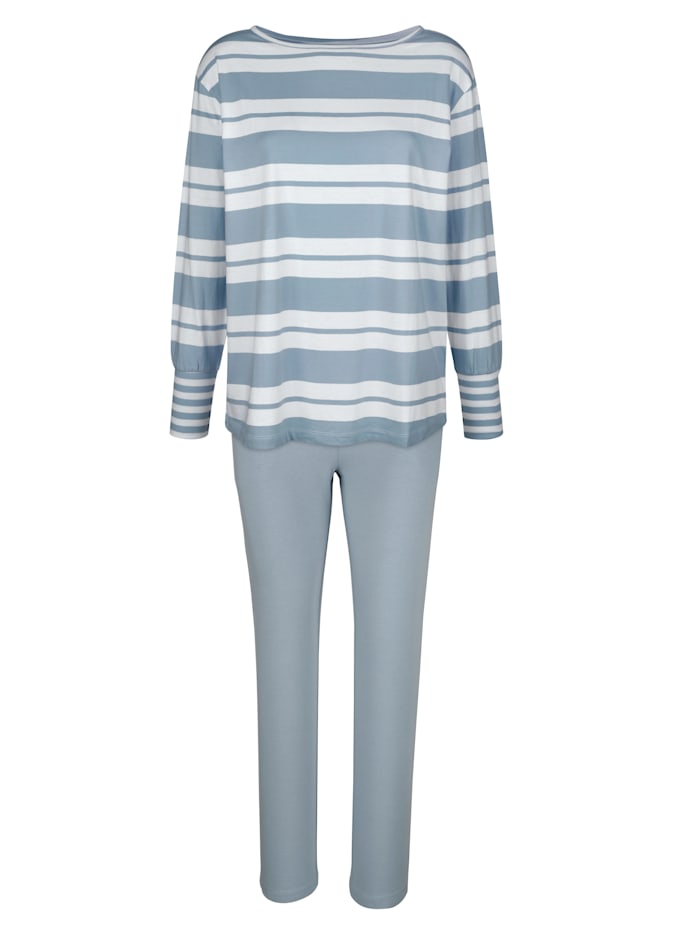 Harmony Pyjamas, lot de 2 à motif rayé, Bleu glacier/Prune/Blanc