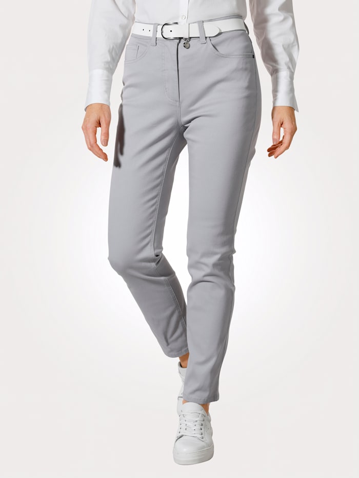 MONA Pantalon avec ceinture partiellement extensible en grandes tailles, Gris argenté