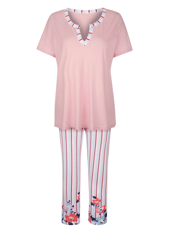 TruYou Schlafanzug mit dekorativer Kontrastpaspelierung, Hellrosa