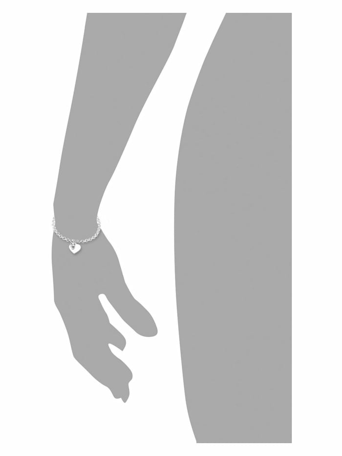 Armband mit Anhänger für Damen, Edelstahl, Kristallglas Herz