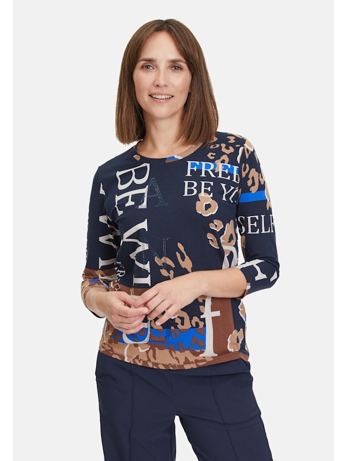 Betty Barclay Basic Shirt mit Print, Blau/Camel
