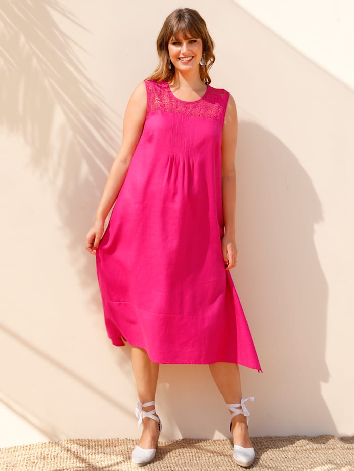 MIAMODA Kleid aus Leinen-Viskose Material, Pink