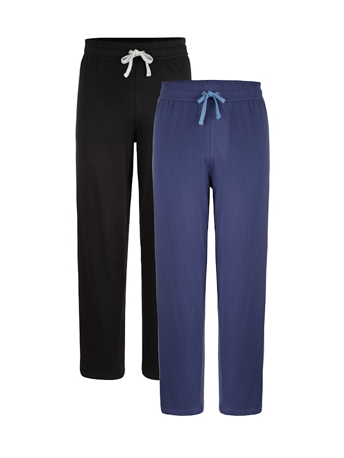 BABISTA Pantalons de pyjama par lot de 2 avec empiècements de couleur, Marine/Noir