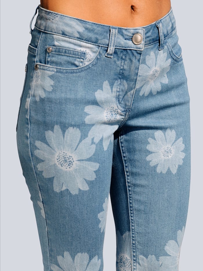 Jeans met zonnebloemendessin rondom