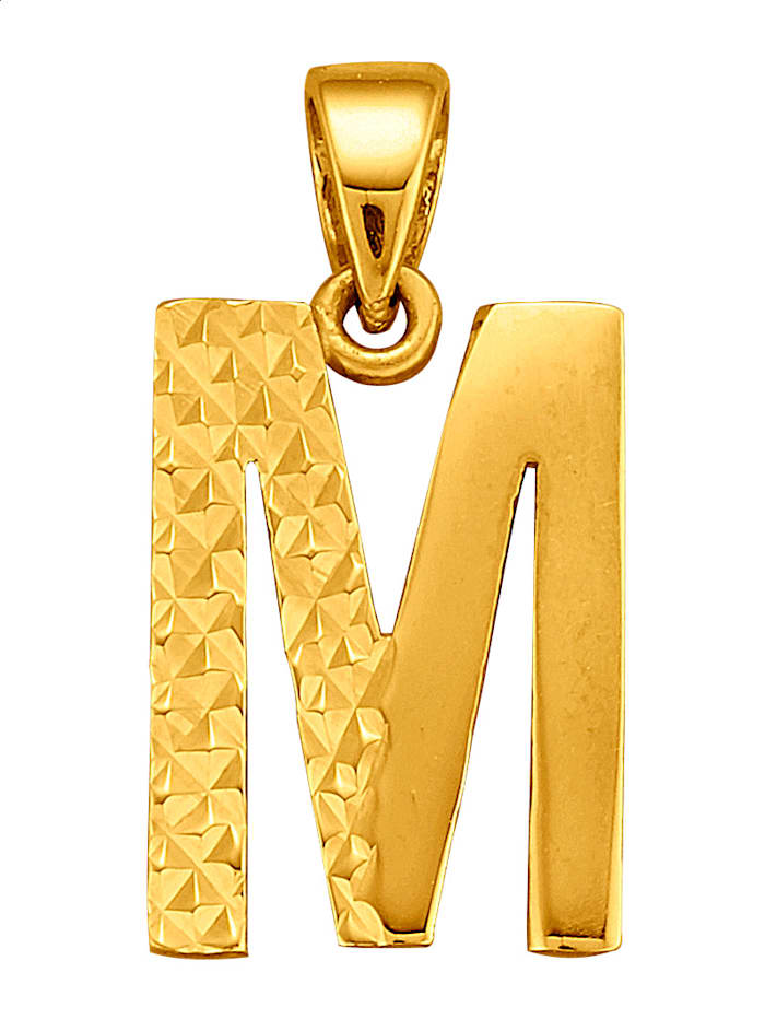 Diemer Gold Hanger Letter M van 14 kt. goud, Geelgoudkleur