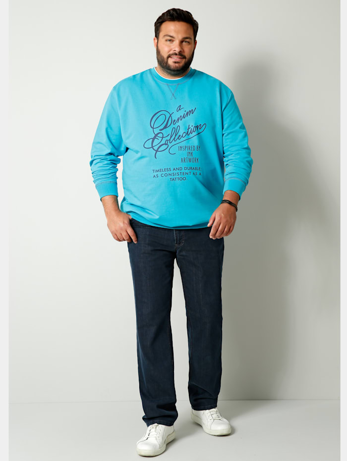 Men Plus Sweatshirt aus reiner Baumwolle, Türkis