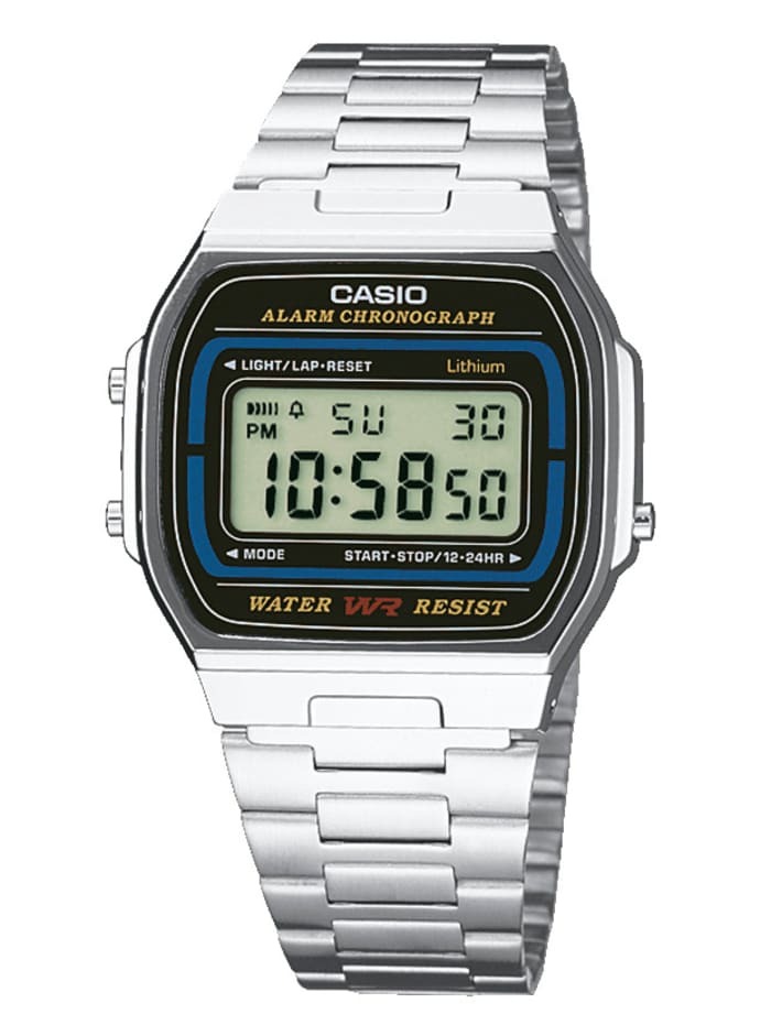 Casio Digital-Uhr Chronograph A164WA-1VES, Silberfarben