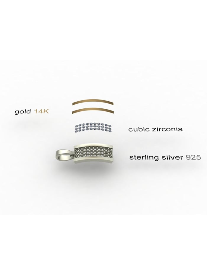 Kette mit Anhänger - Sunny Exklusiv - Silber 925/000 & Gold 585/000 - Zirkonia